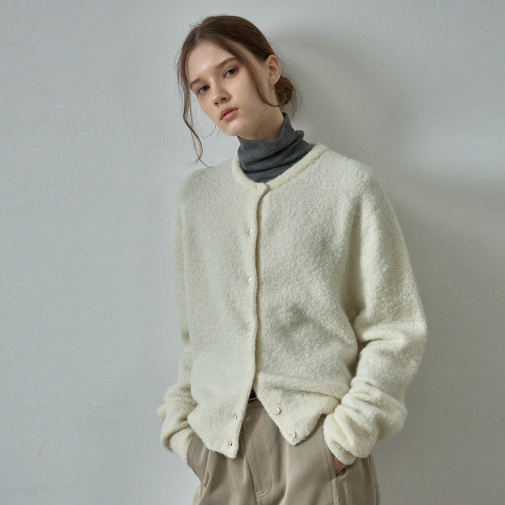 Dame blød cardigan med knapliste Stilla