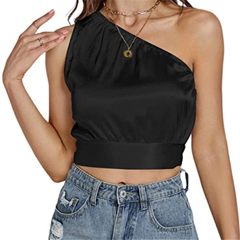 Dame En-sidet Crop-top med elastisk afslutning og smart design Stilla