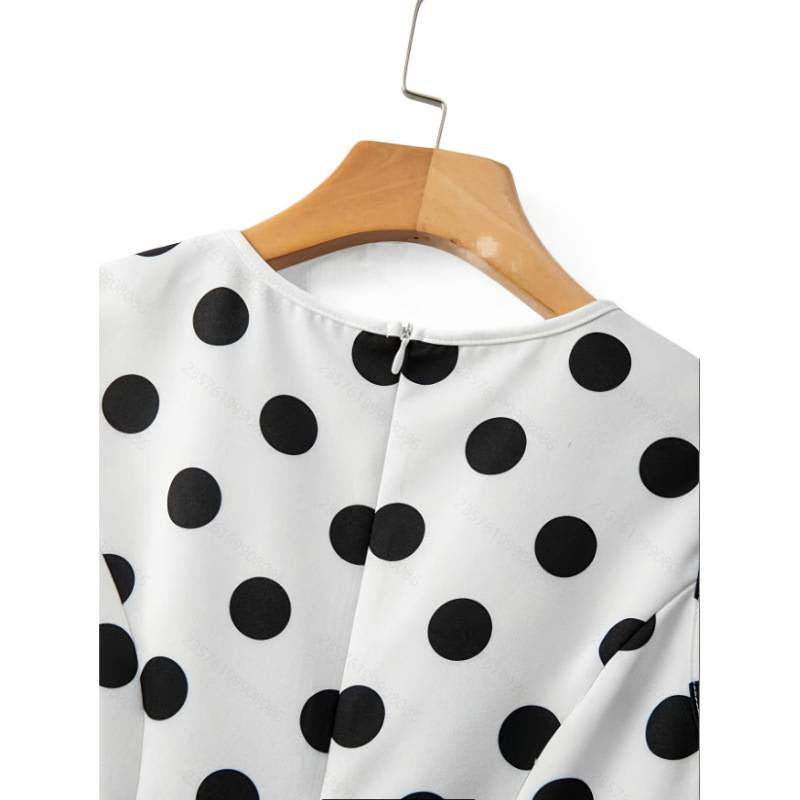 Dame Peplum-top med moderne prikker Skovae