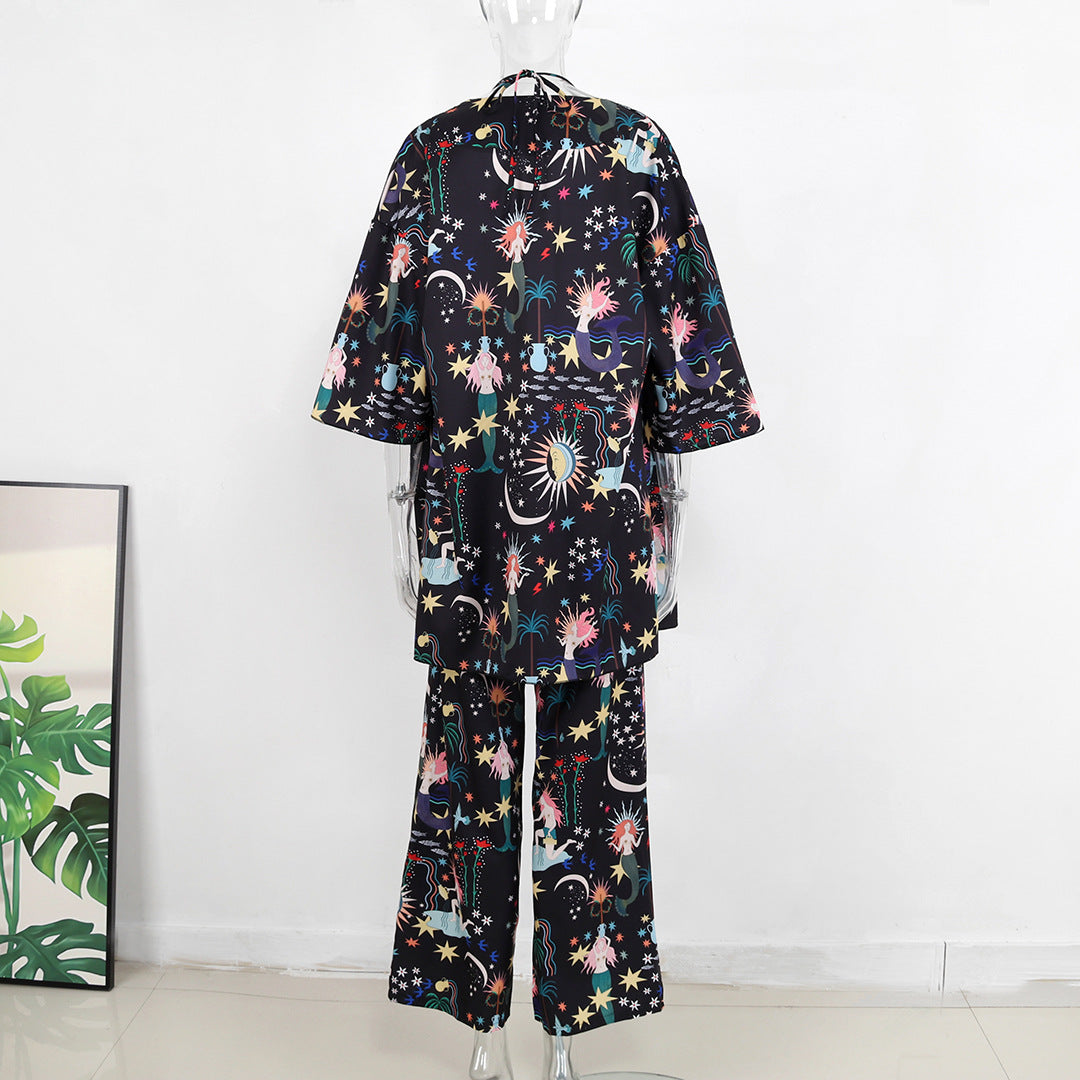Dame Strandmode Sæt med afslappet Kimono og behagelige Bukser Stilla