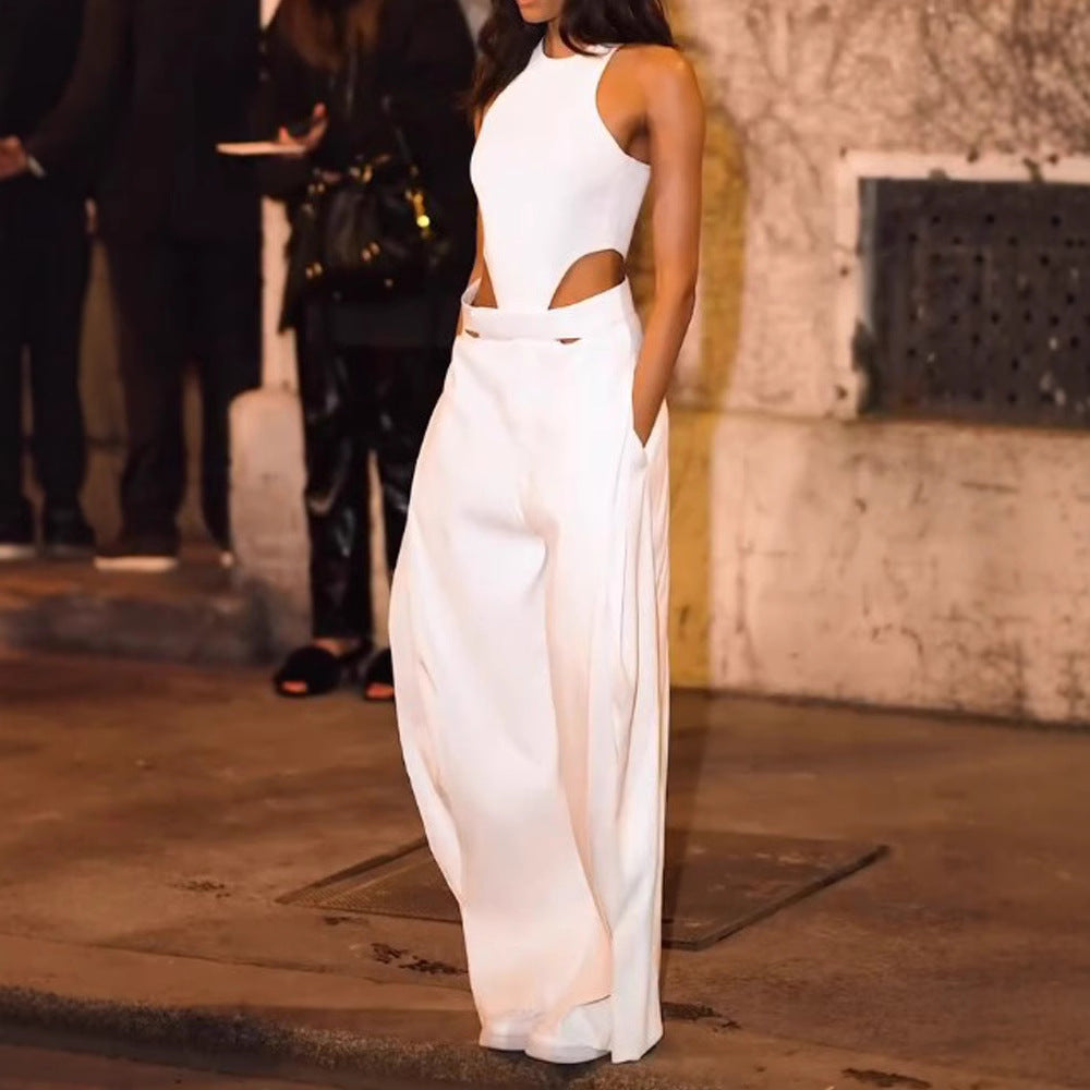 Dame Elegant Cut-Out Jumpsuit med Høj Talje Skovae