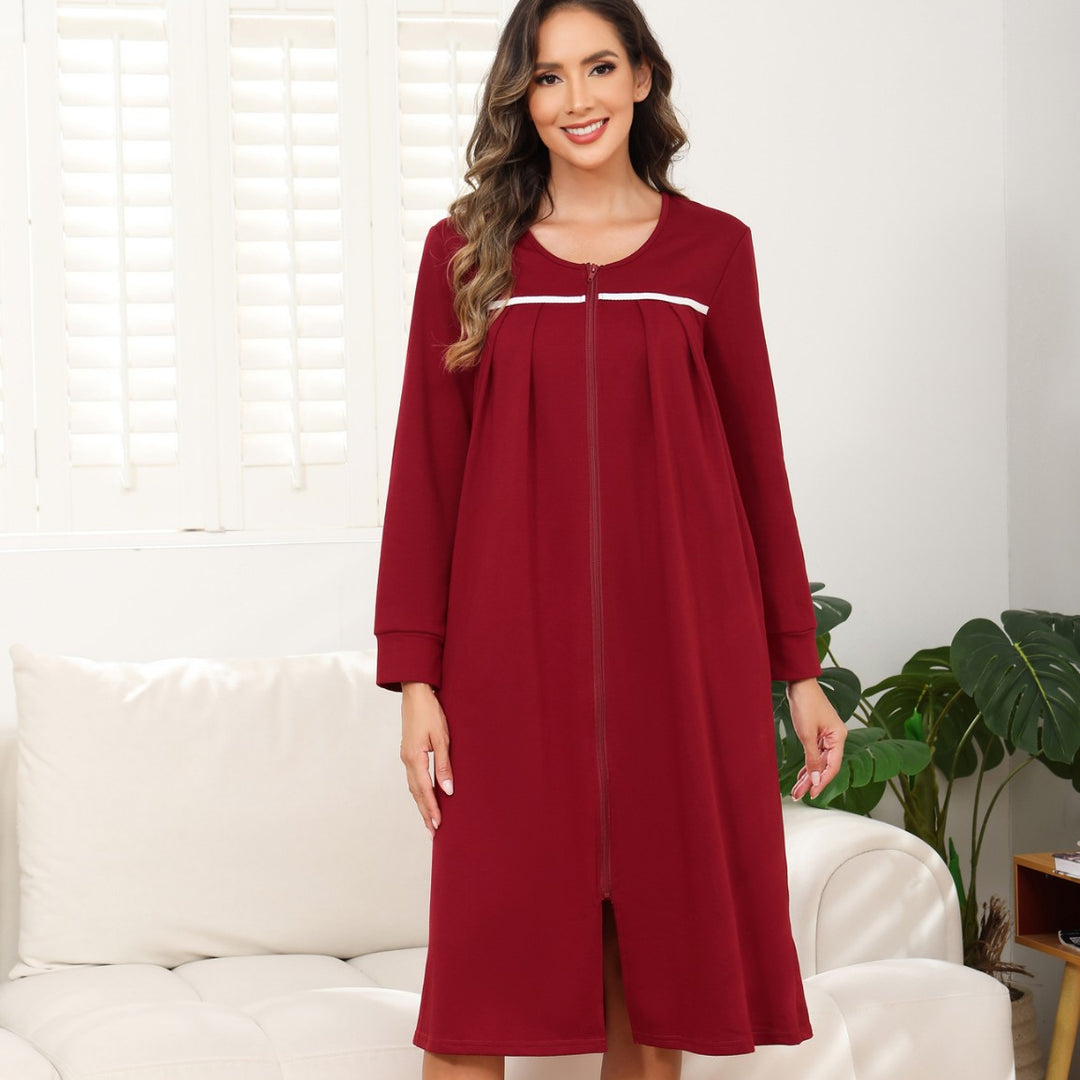 Dame badekåbe i moderne kimono-stil med sidelommer Stilla
