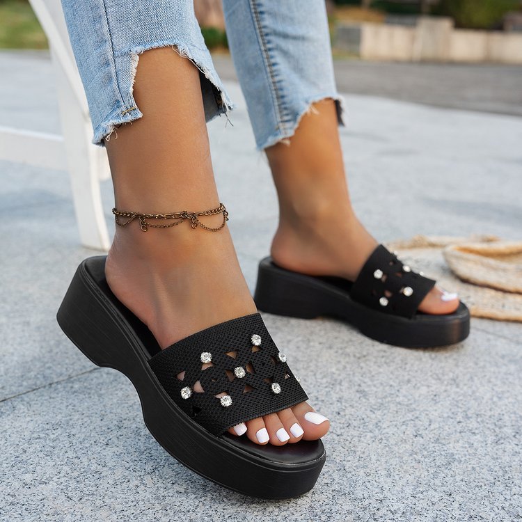 Dame Wedge-sandaler med elegant smykkeudsmykning Stilla