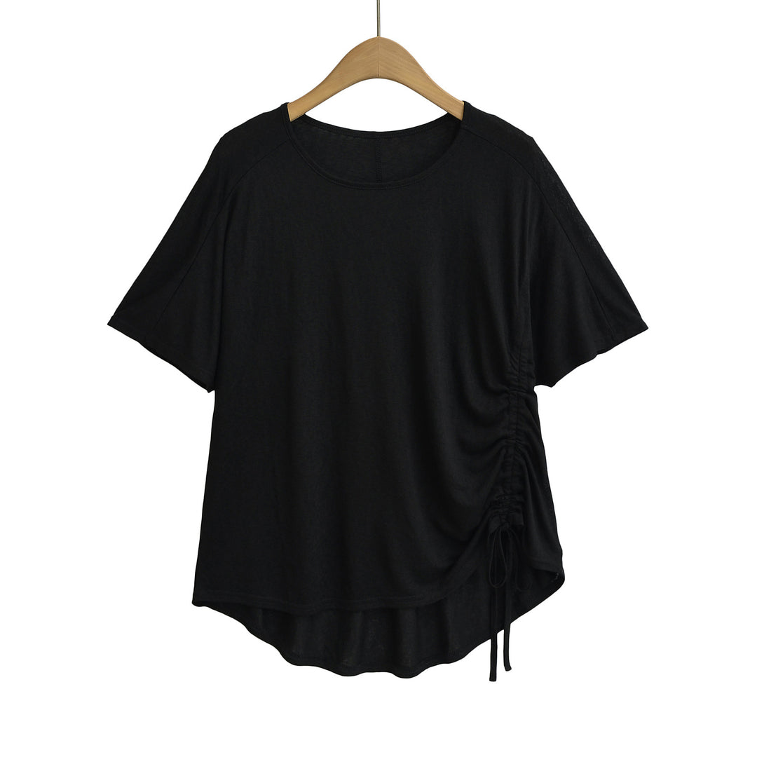 Dame afslappet indpakningsbluse med elegante rynker Stilla