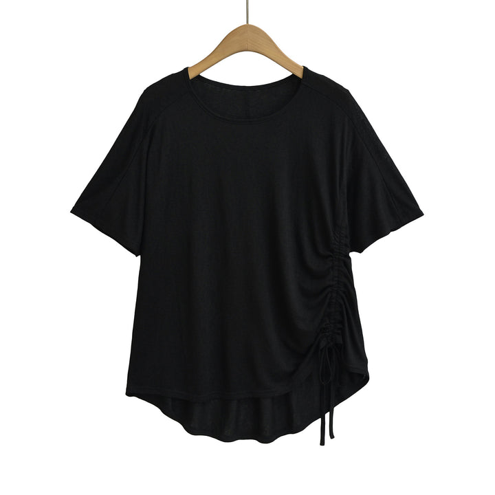Dame afslappet indpakningsbluse med elegante rynker Stilla