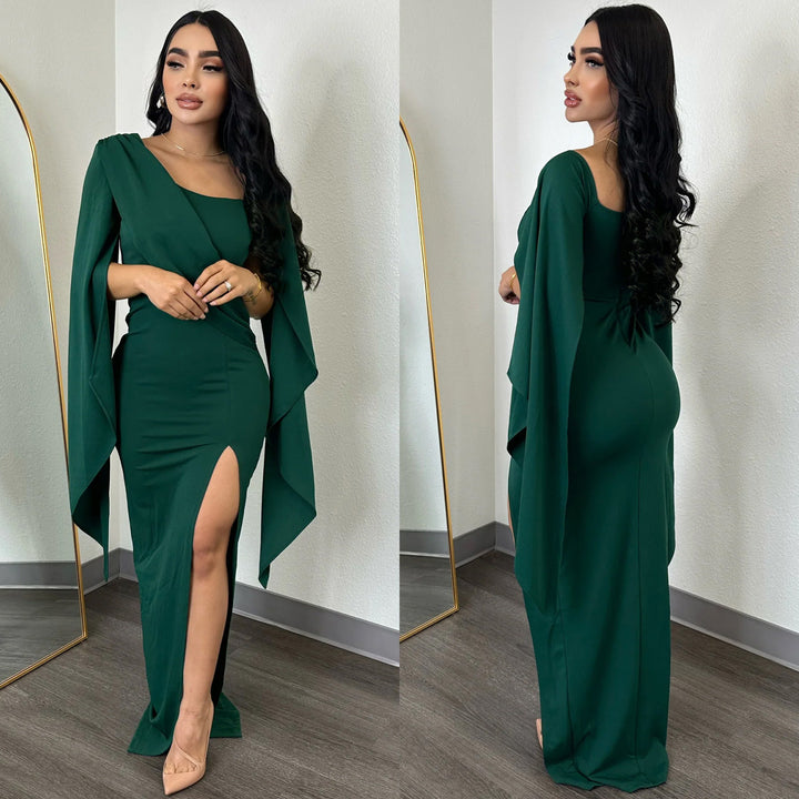 Dame Elegant Maxi-kjole med asymmetrisk overdel og sideslids Stilla
