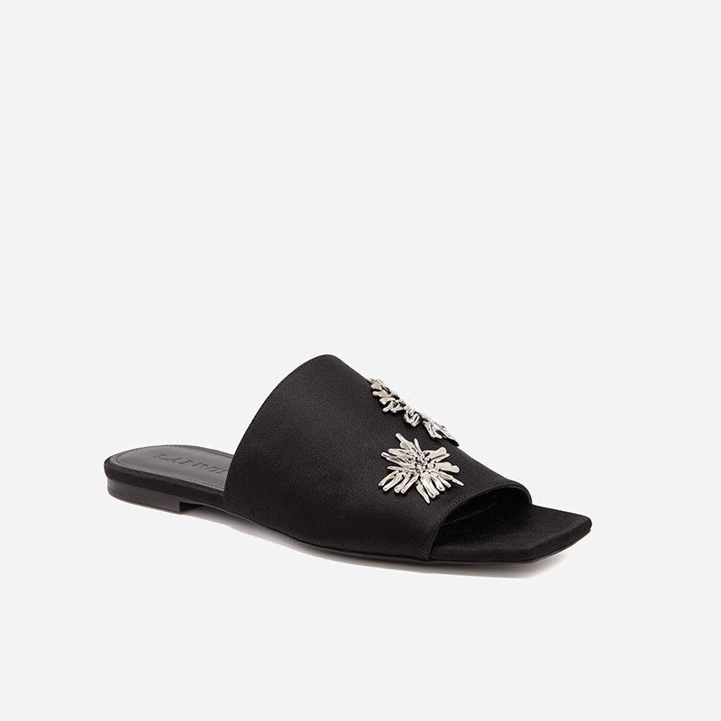 Dame Elegante Pantoletten med skimrende blomsterapplikationer Stilla