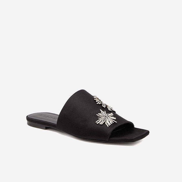 Dame Elegante Pantoletten med skimrende blomsterapplikationer Stilla
