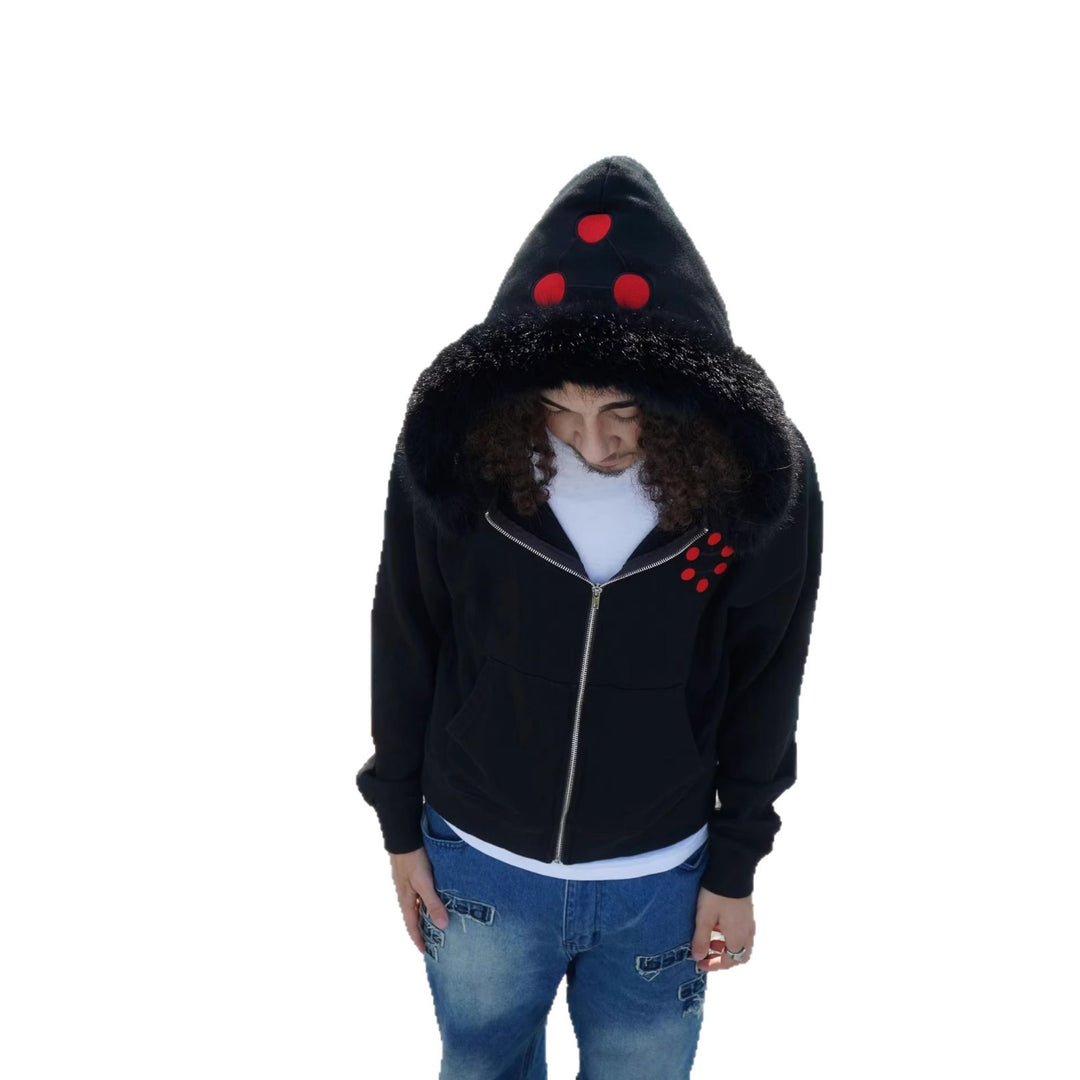 Kvinders fashionable hoodie med fleece-krave og dekorative detaljer Stilla