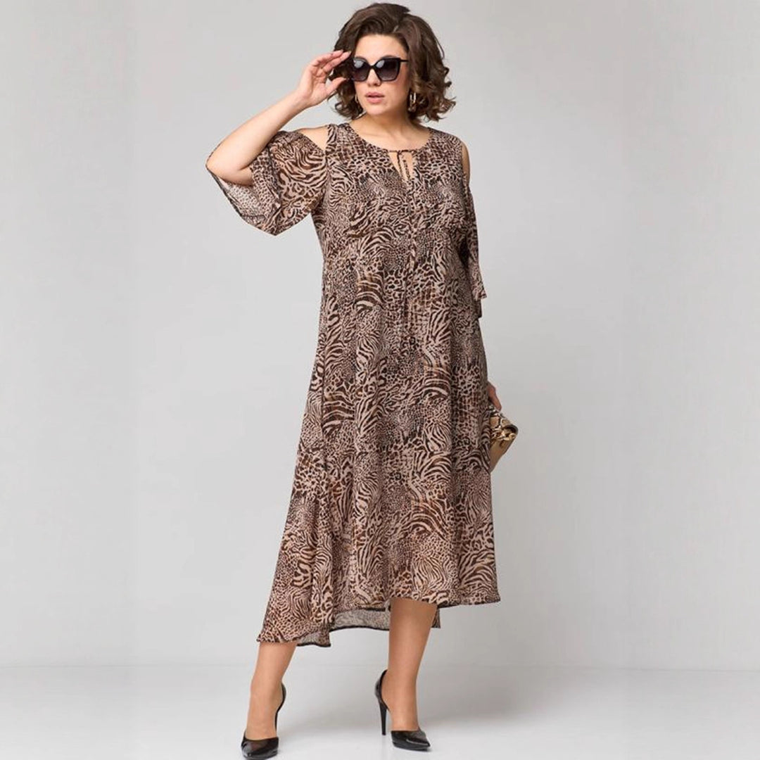 Kvinder Elegant Cold-Shoulder Midi Kjole Stilla