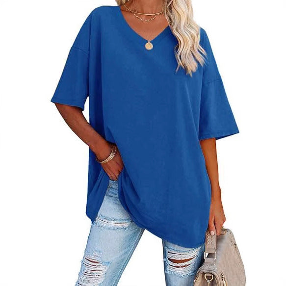 Dame afslappet V-hals T-shirt med oversize pasform Stilla