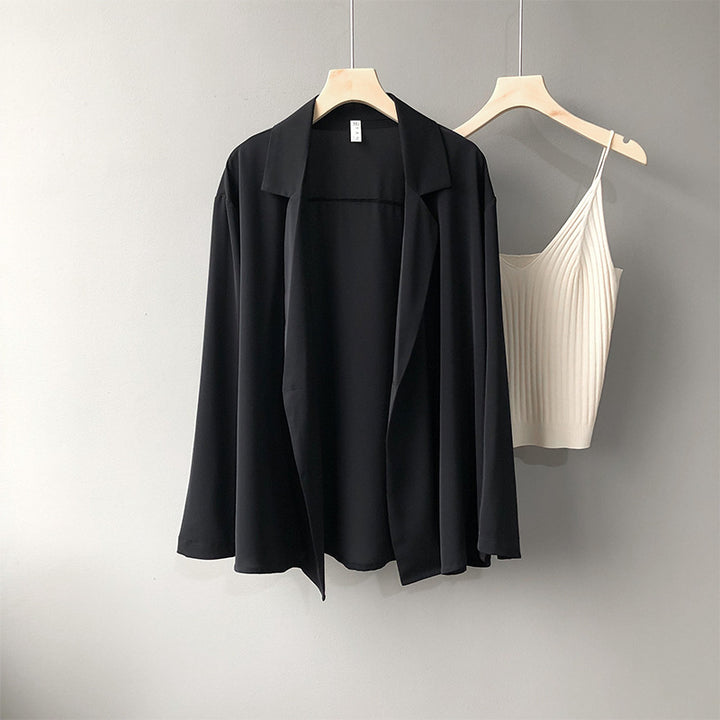 Dame elegant oversized blazer med dobbelt knaplukning og afslappet skæring Stilla