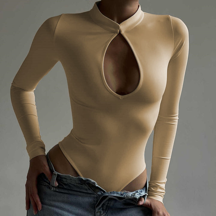 Dame styling bodysuit med dyb V-udskæring og lange ærmer Stilla
