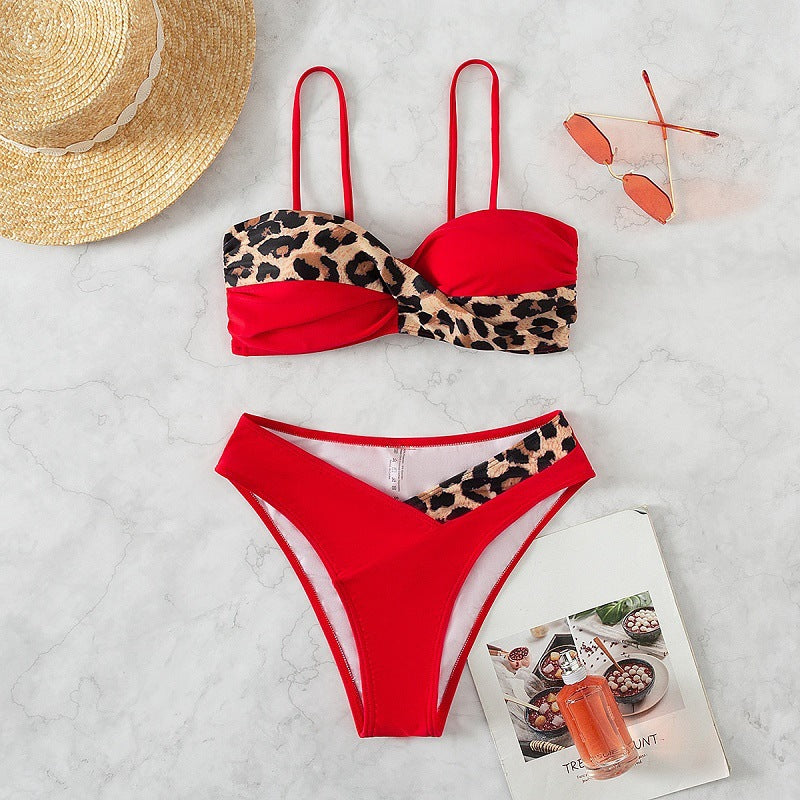 Dame Bikini-sæt med moderigtigt leopardmønster og behagelige stropper Stilla