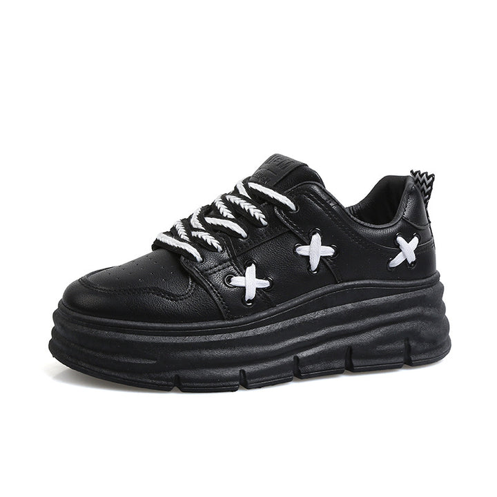 Dame Mode Sneakers med tykk plateau sål og unikt snøre design Stilla