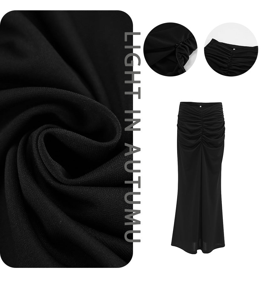 Dame Maxiskirt med smart ruffle-design og figursyet pasform Stilla