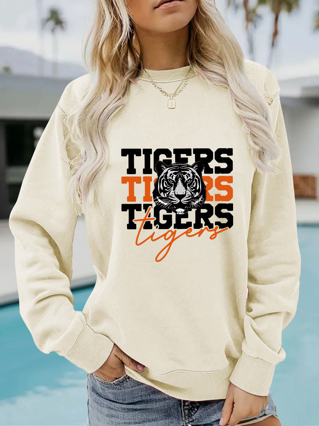 Kvinders trøje med animalistisk tigerdesign og afslappet pasform Stilla