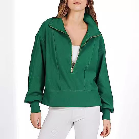 Dame Sweatshirt med halvdelen lynlås og blødt materiale Stilla