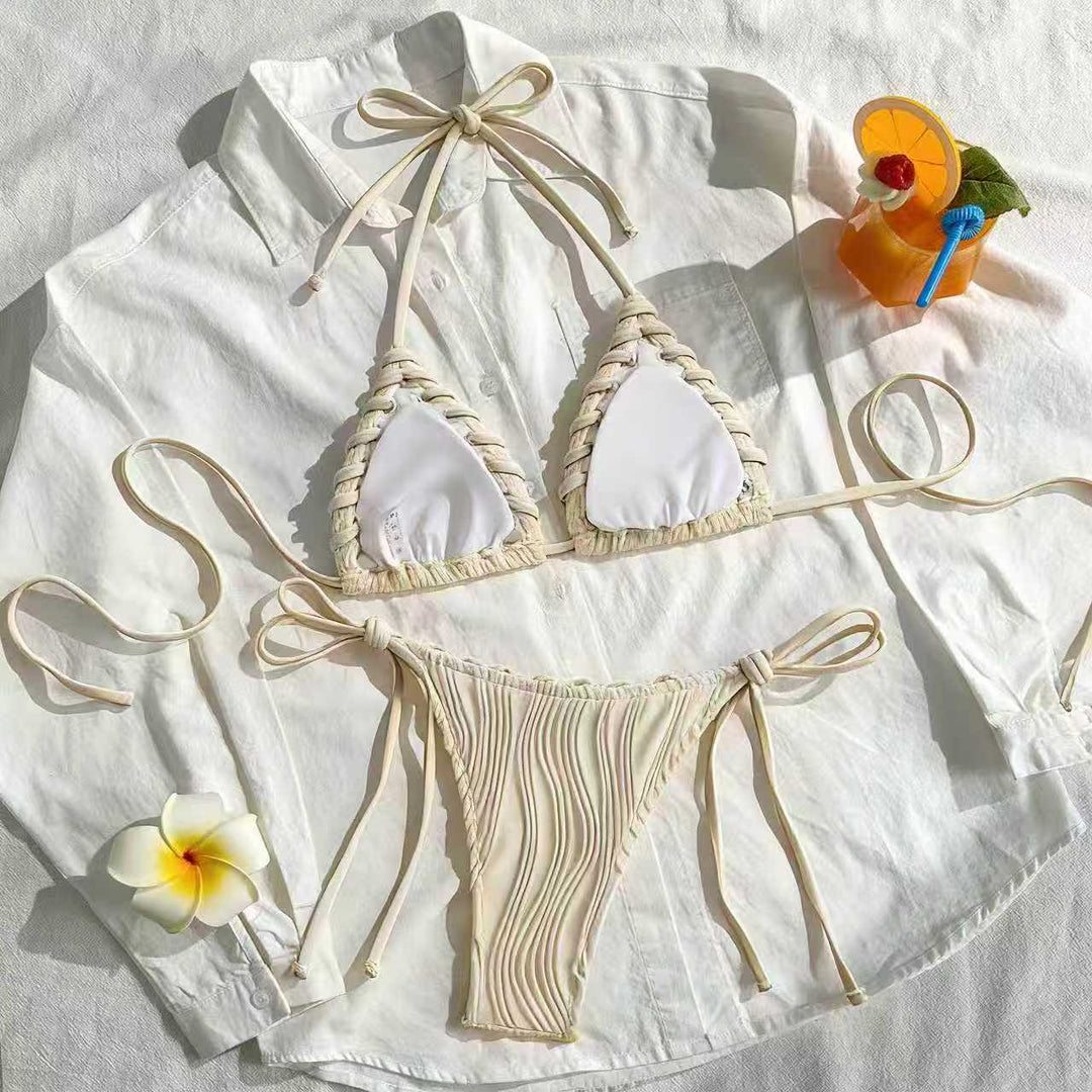 Dame Bikini-sæt med elegant flæsedesign og justerbare stropper Skovae