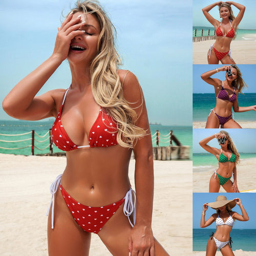 Dame Triangel-Bikini med legende hjerteprint Skovae