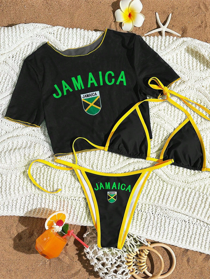 Dame bikini sæt med kreativt grafisk design Skovae