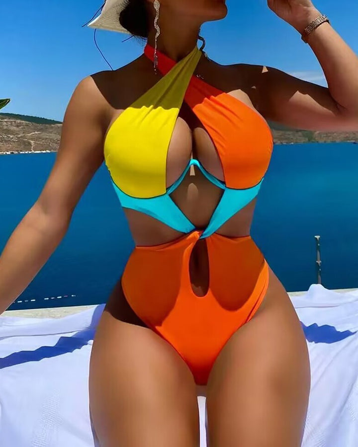 Dame Éntredelt Badedragt med Elasthan og betagende Cut-Out-Design Stilla