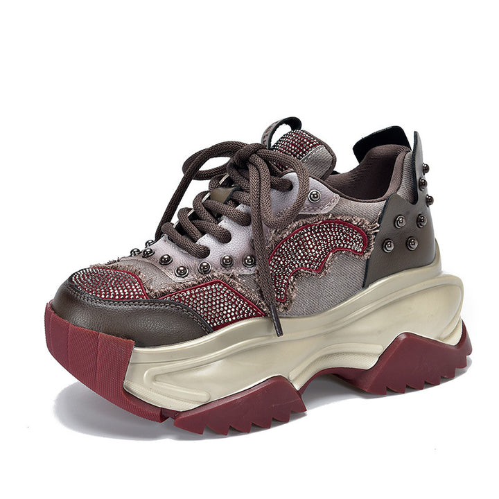 Dame Chunky Sneakers med eksklusivt strop-design og glitrende accenter Stilla