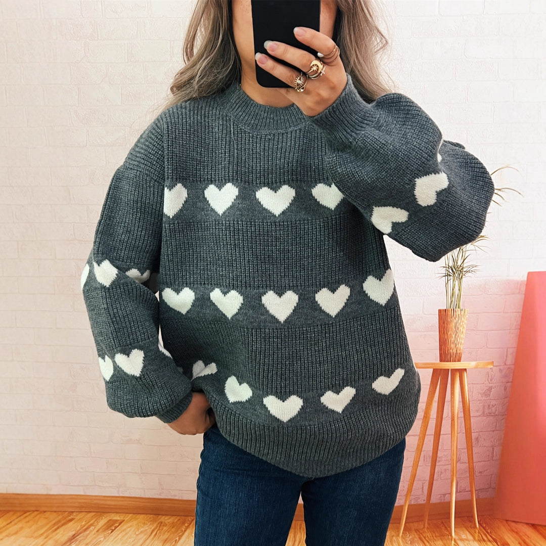 Kvinders sweater med hjerte mønster Stilla