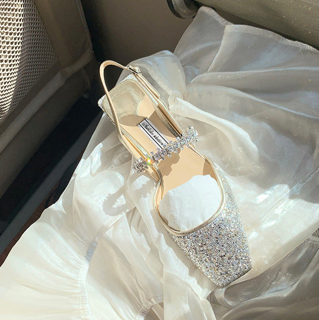 Dame Sling-Pumps med glitrende krystalpynt og elegant design Stilla