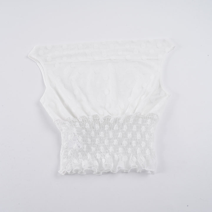 Damen asymmetrisches Oberteil mit Rüschendetails und transparenten Akzenten Skovae