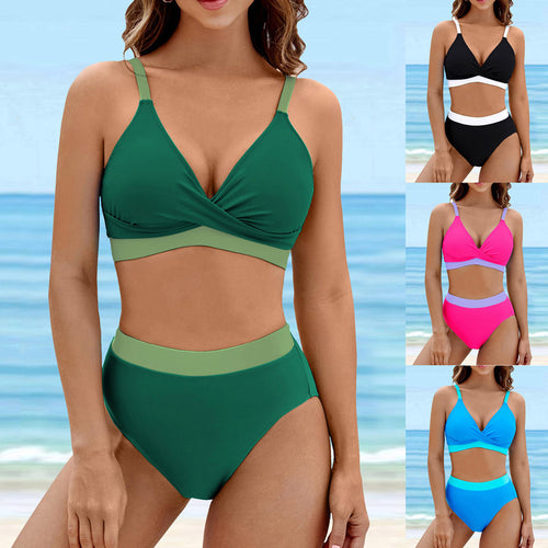 Dame Højskåret Bikini med Vævning-Design Stilla