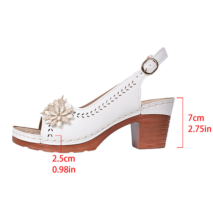 Dame Wedge-sandaler med dekorerede blomsterapplikationer og skridsikret fodseng Stilla