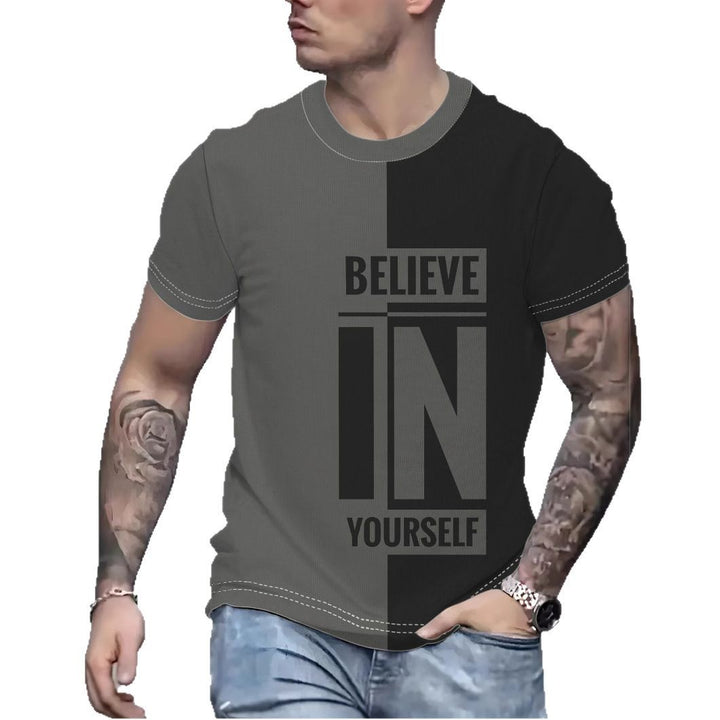 Herre T-shirt med inspirerende tekstdesign og moderne farvekombinationer Stilla
