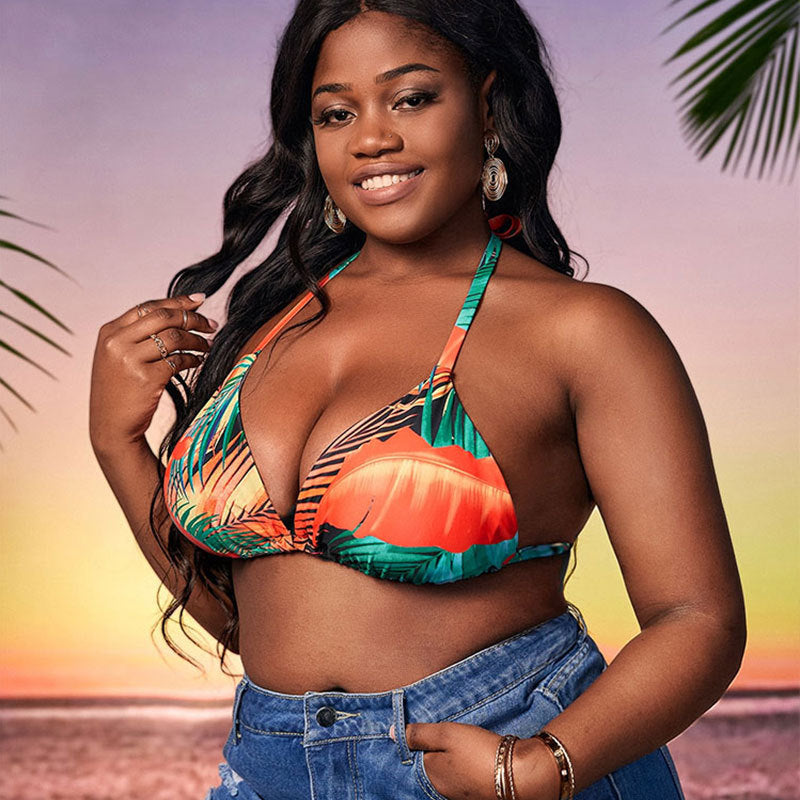 Dame triangel-bikini med blomstret design Skovae