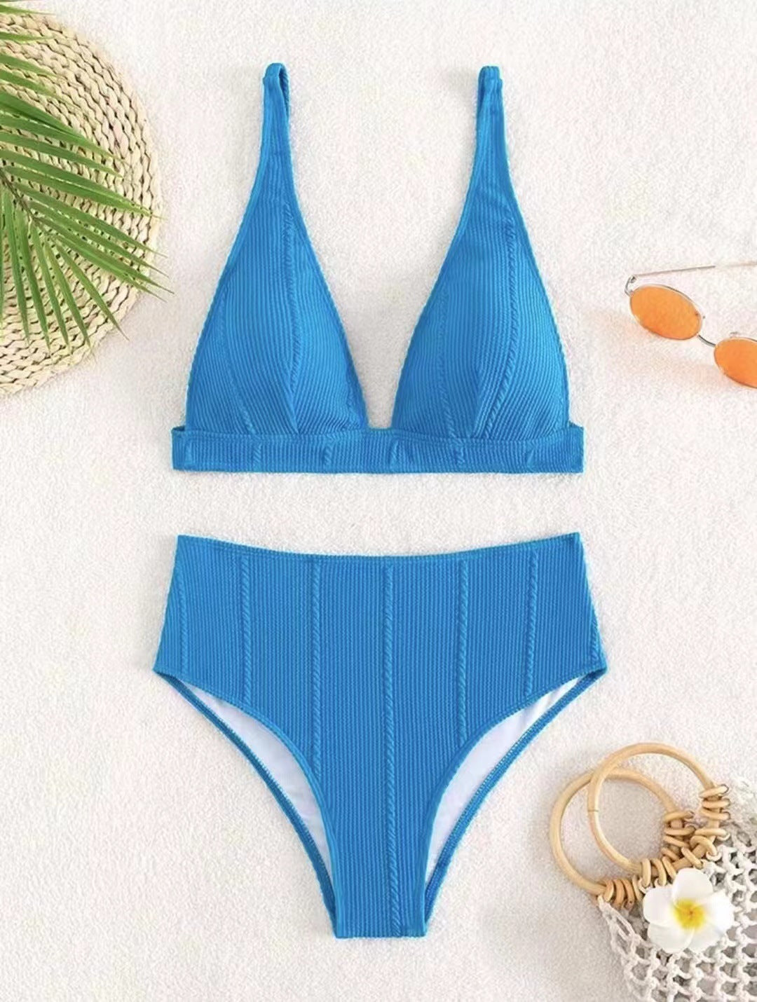 Damer Højskåret Bikini med struktureret overflade og minimalistiske stropper Stilla