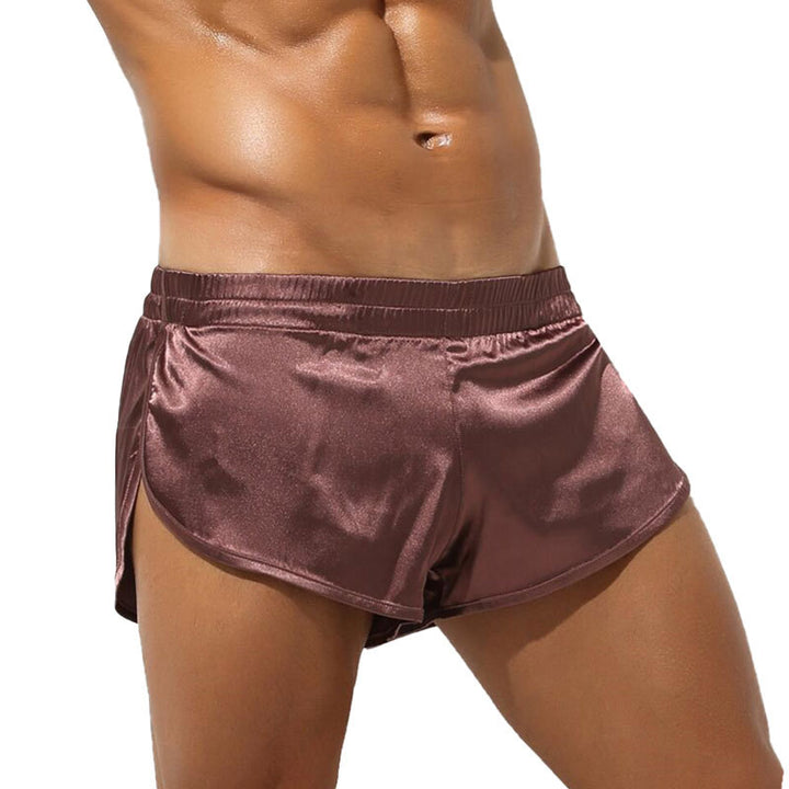 Herrer nan korte satin-natteshorts med elastisk talje og sidelids Skovae