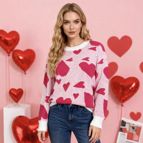 Kvinders legesyge sweater med hjerte mønstre Stilla