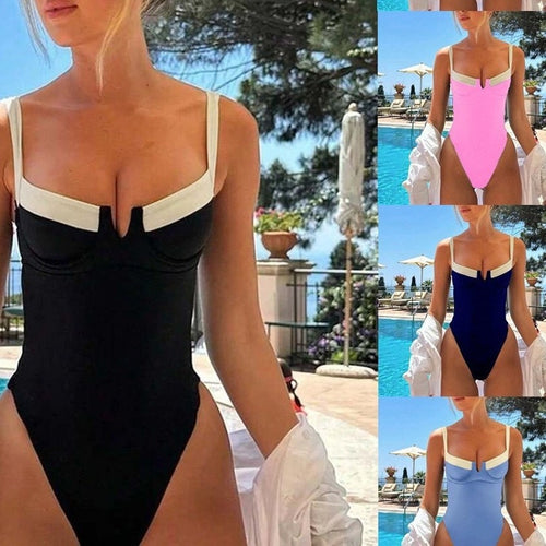 Damer Én-delt Badetøj med elegante Kontrastdetaljer Skovae