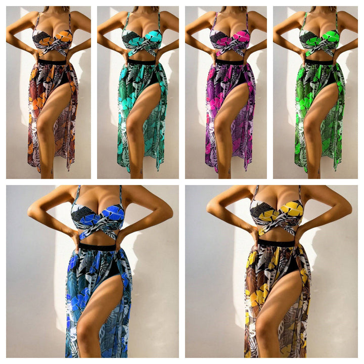 Dame bikini sæt med ekstravagant cut-out og blomster nederdel Skovae