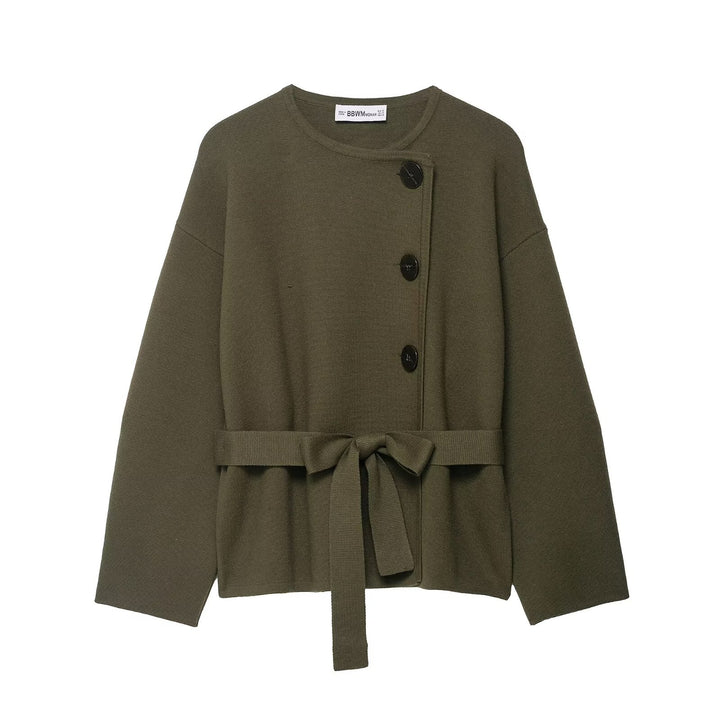 Dame afslappet cardigan med bælte og elegante knapdetaljer Stilla