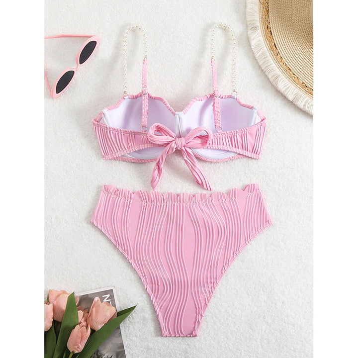 Dame Push-Up-Bikini med rynkning og elegante stropper Skovae