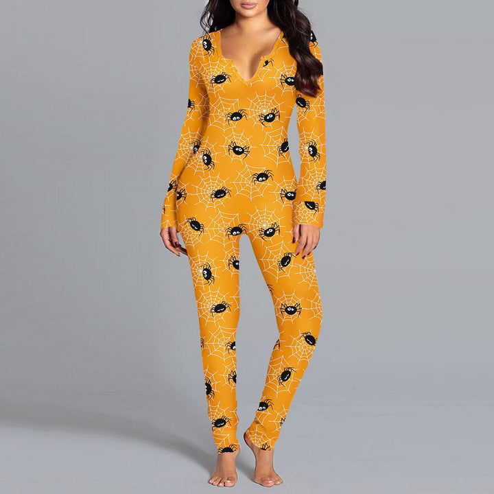 Dame Langærmet Halloween-tema Onesie Pyjamasæt Stilla