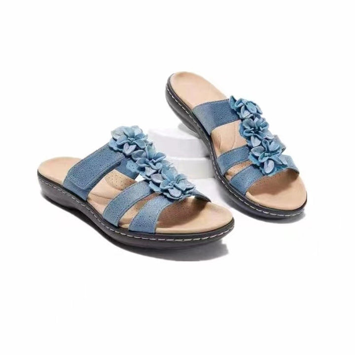 Dame komfortable tæer-sandalers med blomsterdekoration og anatomisk fodsengsdesign Stilla