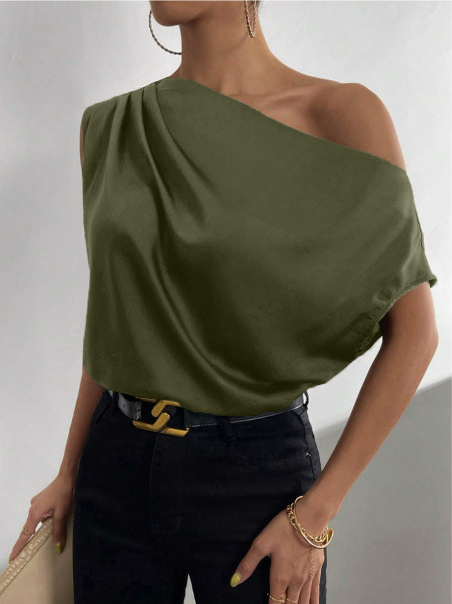 Dame Elegante, skulderfri satin top Skovae