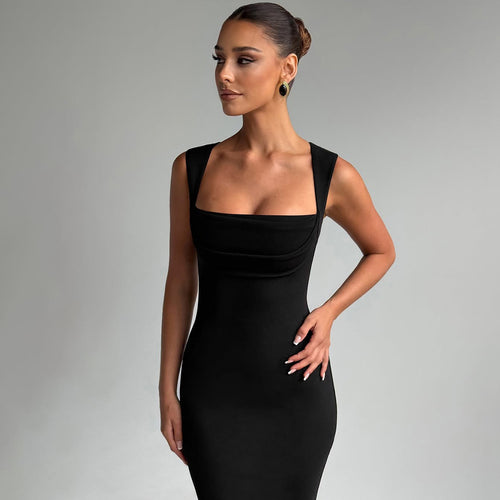 Dame Elegant Stribekjole med transparente indlæg Skovae