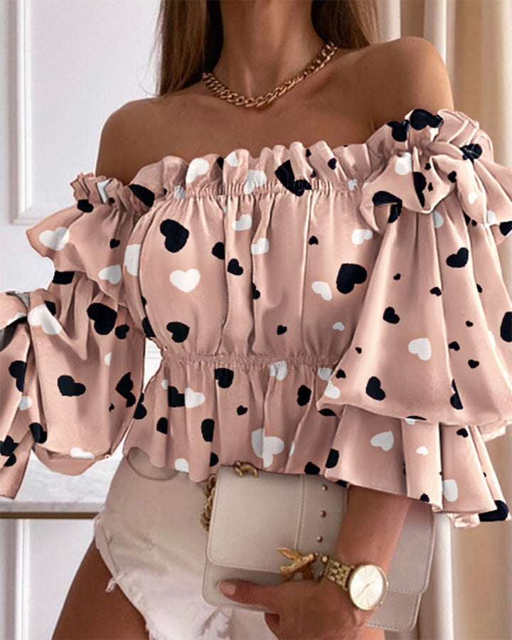 Kvinder Off-Shoulder Blomster Peplum Top Stilla