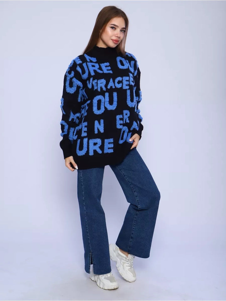 Dames stilfulde statementsweater med høj krave og oversize pasform Stilla
