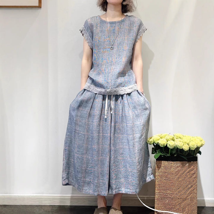 Femme Elegante Linned To-delt Sæt Stilla