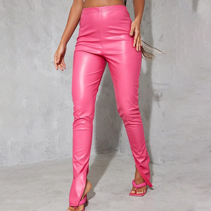 Femme Cut-Out Kunstlæder Bukser Stilla