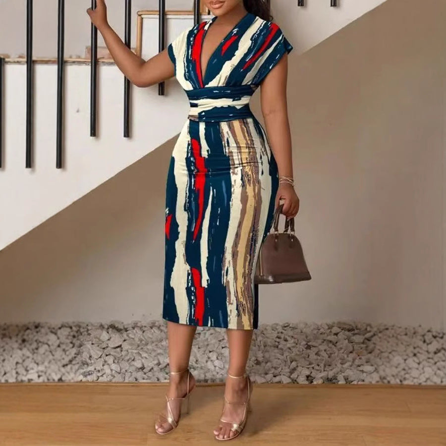 Dame Patchwork Denim Midi Kjole Stilla